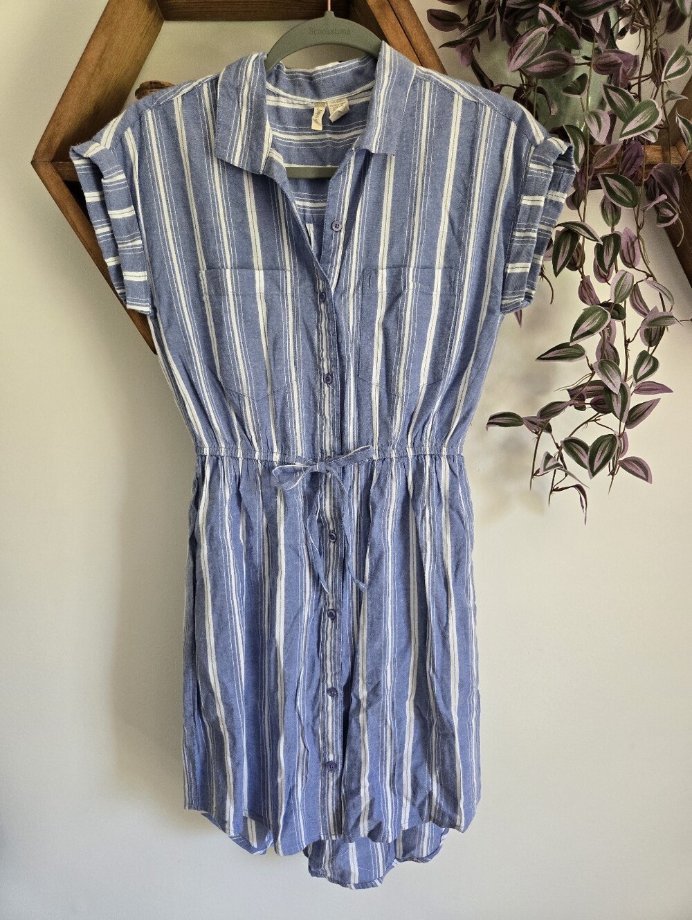 Japna Blue Striped Button-Front Women’s Shirt Dress